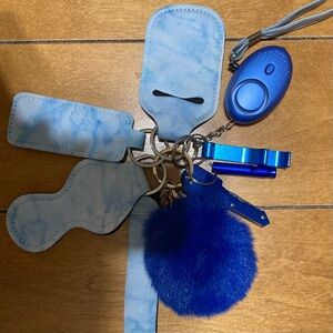 NWT Boutique Wristlet Pom Pom Chapstick Holder Key Knife Light Wristlet